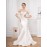 Elegant Off-Shoulder Ruffle Hem Wedding Dress - Exquisite Tie Back Wedding Party Gown for Women - Formal Evening, Occasion, Engagement, Ceremony, and Reception Wear