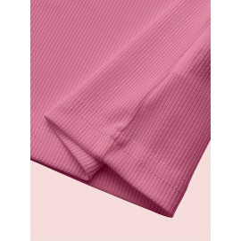 Sold Ribbed Elastic Waist Shorts, Casual Basic Shorts For Summer & Spring, Women's Clothing