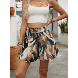 Fashionable High Waist Allover Print Shorts - Casual Drawstring Design, Skinny Fit for Summer - Trendy Womens Clothing for Sunny Days