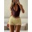 Women Shorts, Summer Elastic Waist Solid Layered Slim Fit Casual Shorts Clubwear