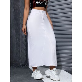 Fashion Comfy Long Denim Skirt, Versatile & Stylish Long Skirt For Every Day, Women's Clothing