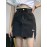 Women's Summer Causal High-Waist Denim Skirt, A-Line Jean Mini Skirt With Side Split, Frayed Hem, Casual Style