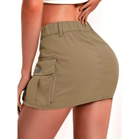 Mini Bodycon Y2K Skirt - Women Denim Skirts - Slim Fit, Button-Front, Flap Pockets, Sexy, Cute, Daily Wear, Versatile, Comfortable, and Chic