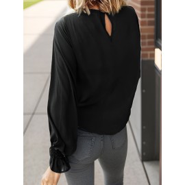 TooluckWomens Casual Tops Blouses Long Sleeve Ruffle Sleeve Loose Shirts