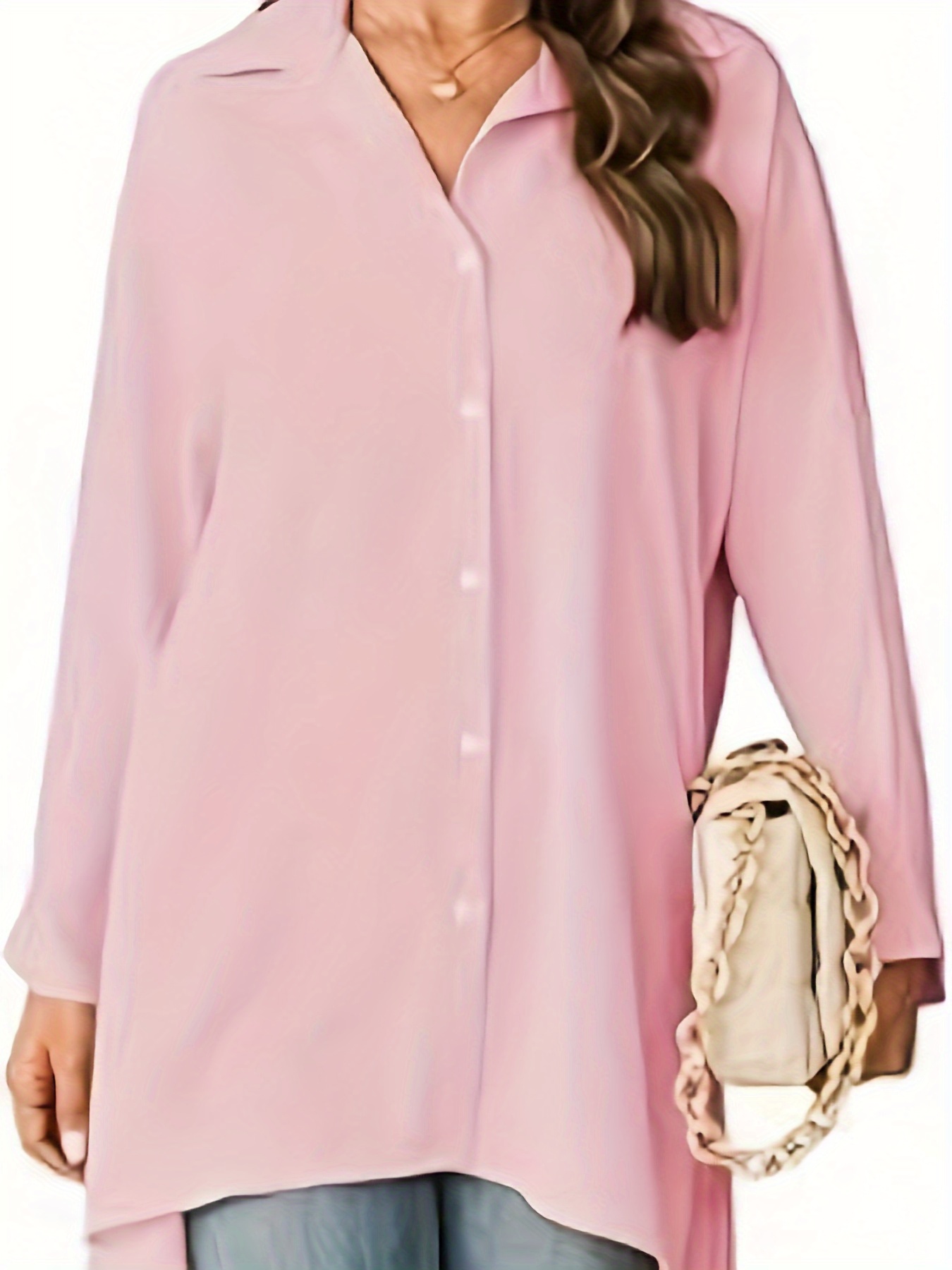 womens oversized t shirt button up long sleeve shirt v neck loose flowy shirt details 0