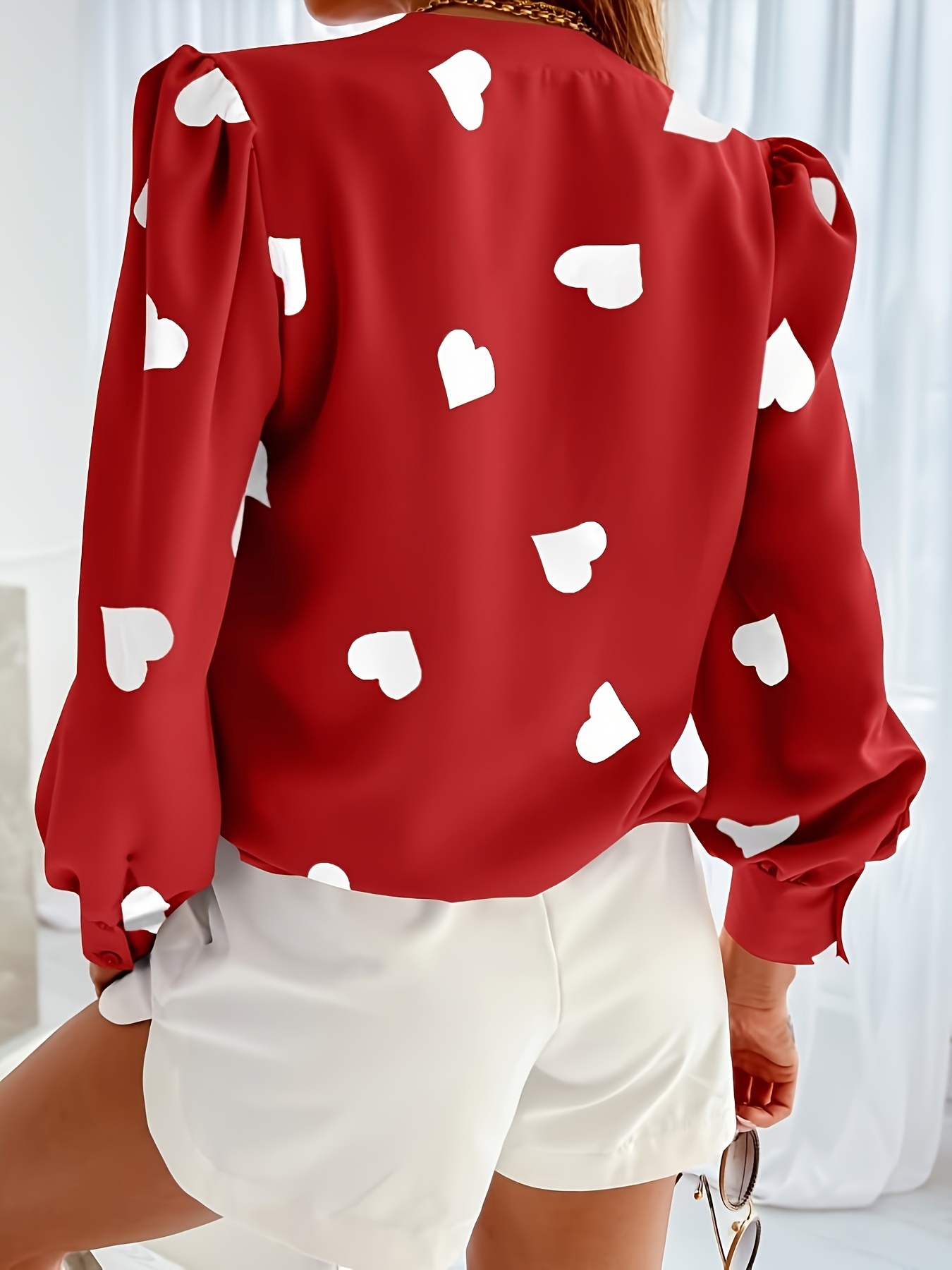 womens business casual tops summer long sleeve silk button down shirts v neck chiffon blouse details 5